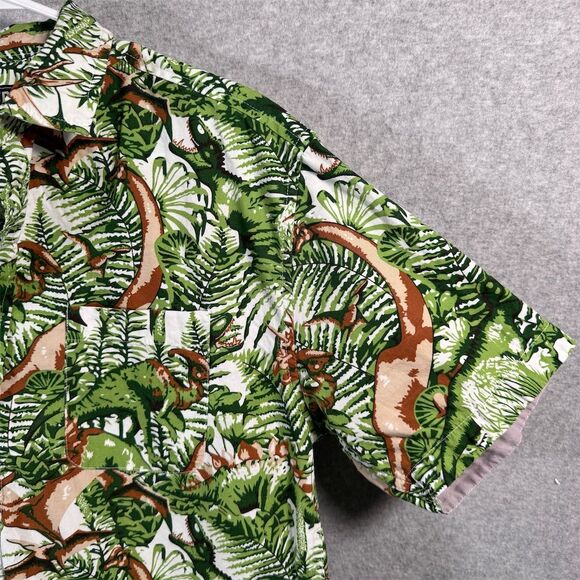 Super Massive Men's M Cotton Hawaiian Shirt Dinosaur Jungle Print Short Sleeve - Picture 2 of 10